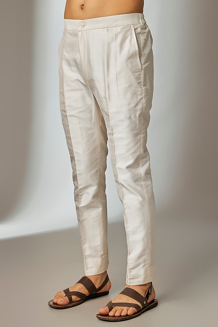 Beige Silk Zari Embroidered Kurta Set by SALIL BHATIA at Pernia's Pop Up Shop