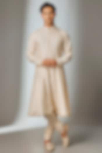 Ivory Silk Chanderi Zari Embellished Anarkali Set by SALIL BHATIA at Pernia's Pop Up Shop