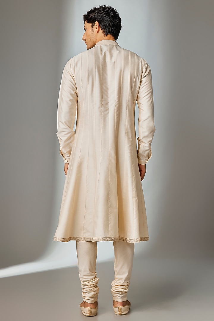 Ivory Silk Chanderi Zari Embellished Anarkali Set by SALIL BHATIA at Pernia's Pop Up Shop