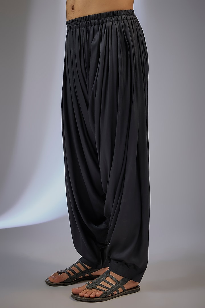Dark Blue Dola Silk Sequins Embellished Kurta Set by SALIL BHATIA at Pernia's Pop Up Shop