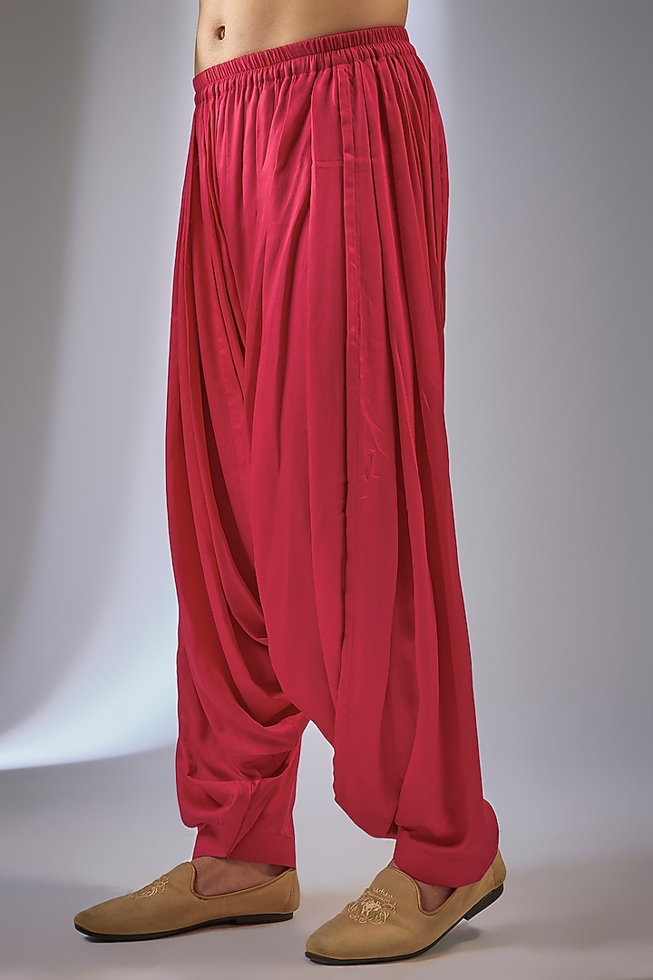 Red Dola Silk Sequins Embellished Kurta Set by SALIL BHATIA at Pernia's Pop Up Shop
