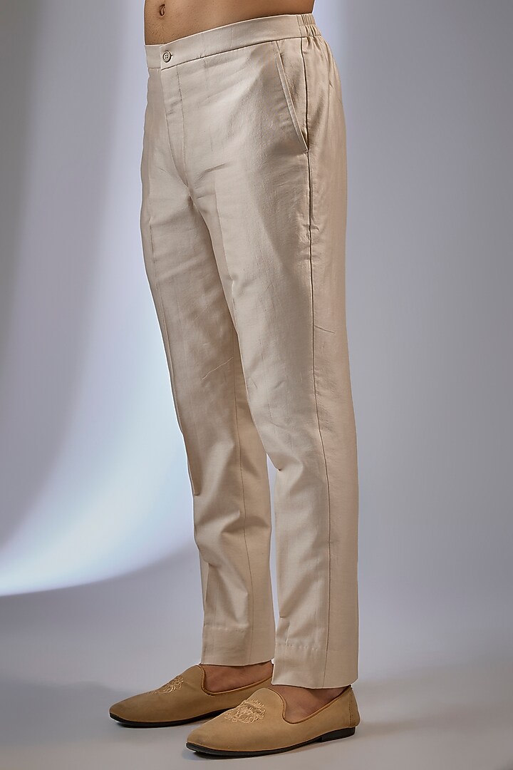 Ivory Silk Chanderi Sequins Embellished Groom Sherwani Set by SALIL BHATIA at Pernia's Pop Up Shop