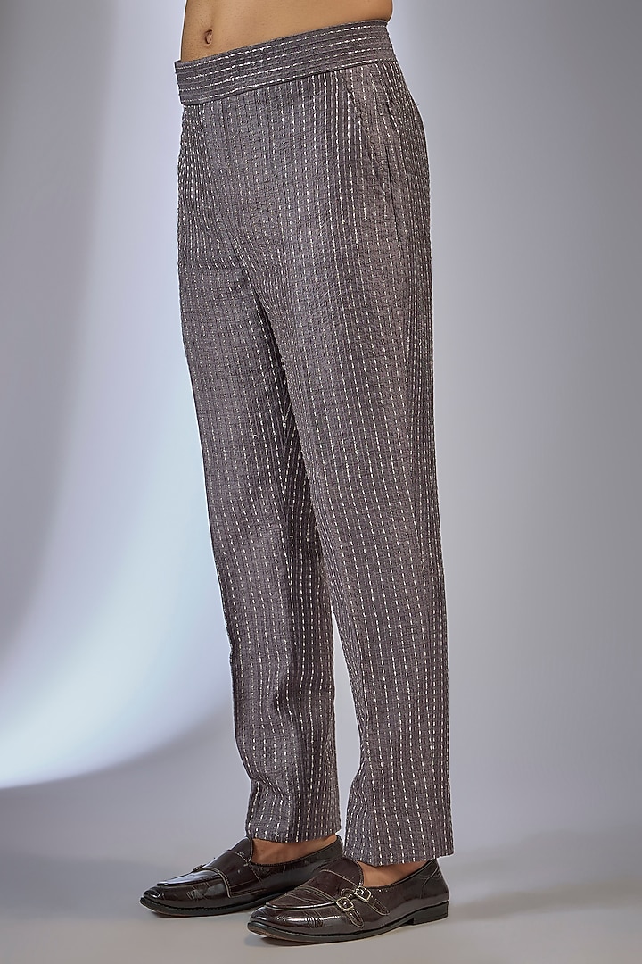 Charcoal Dola Silk Thread Embellished Wedding Indowestern Set by SALIL BHATIA at Pernia's Pop Up Shop