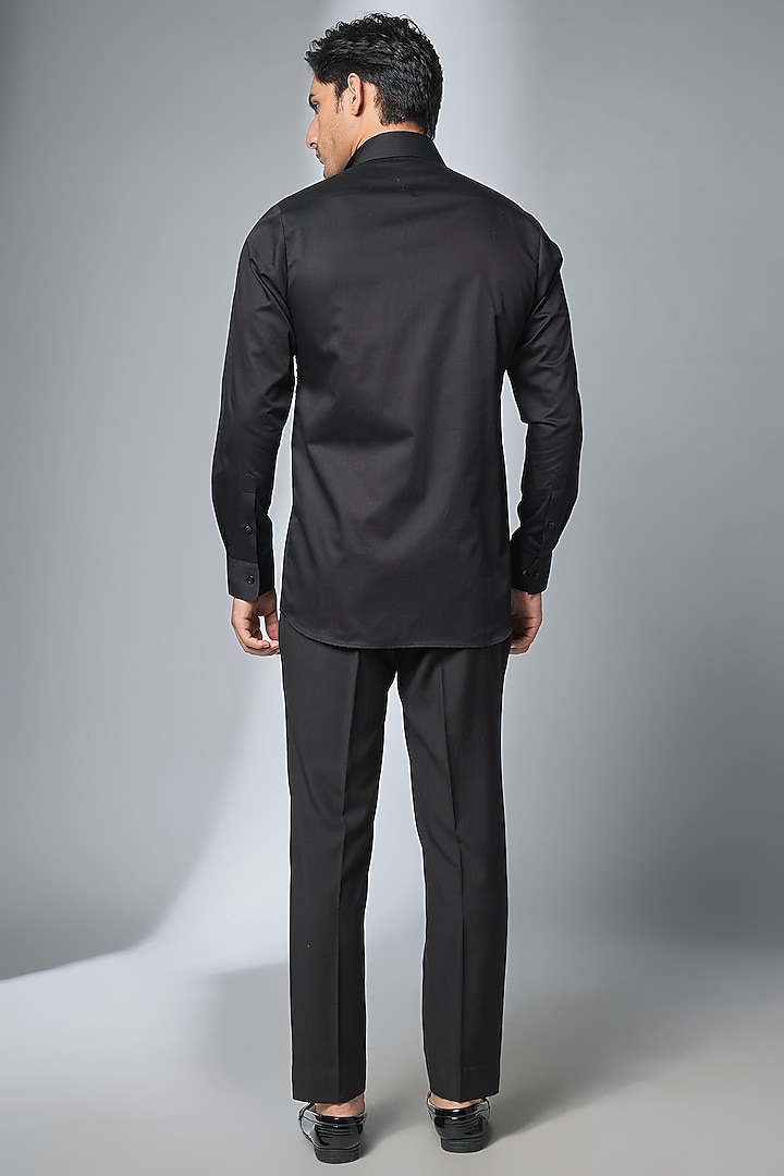 Black Premium Giza Cotton Cutdana Embroidered Party Wear Shirt by SALIL BHATIA at Pernia's Pop Up Shop