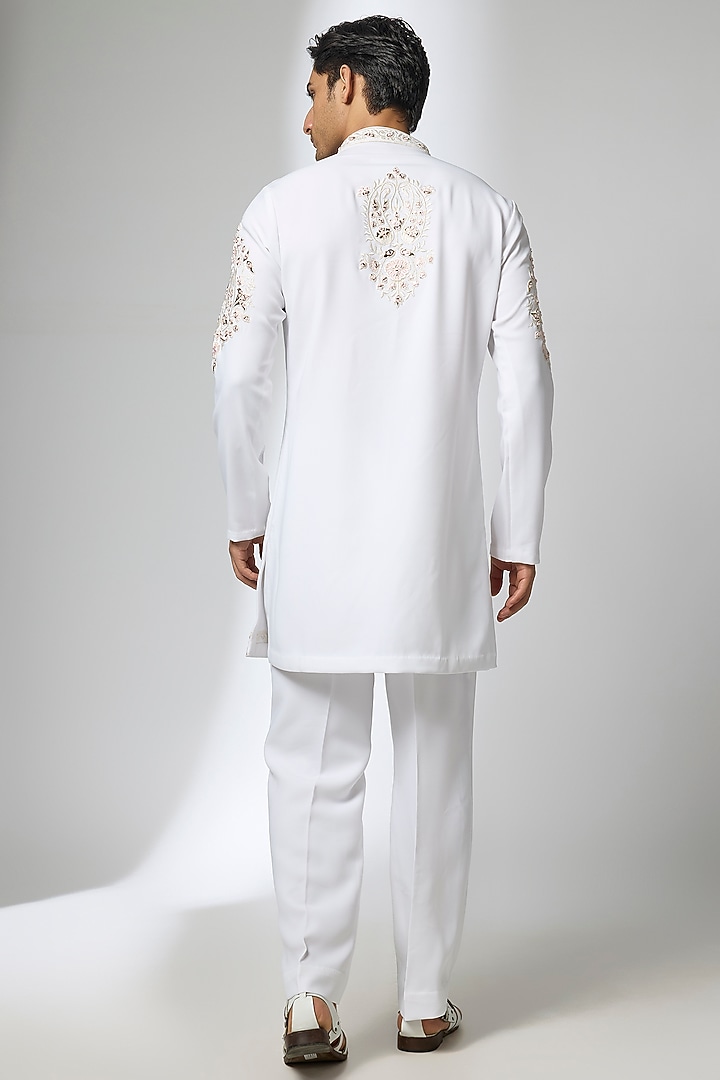 Ivory Japanese Fabric Mirror Embroidered Kurta Set by SALIL BHATIA at Pernia's Pop Up Shop