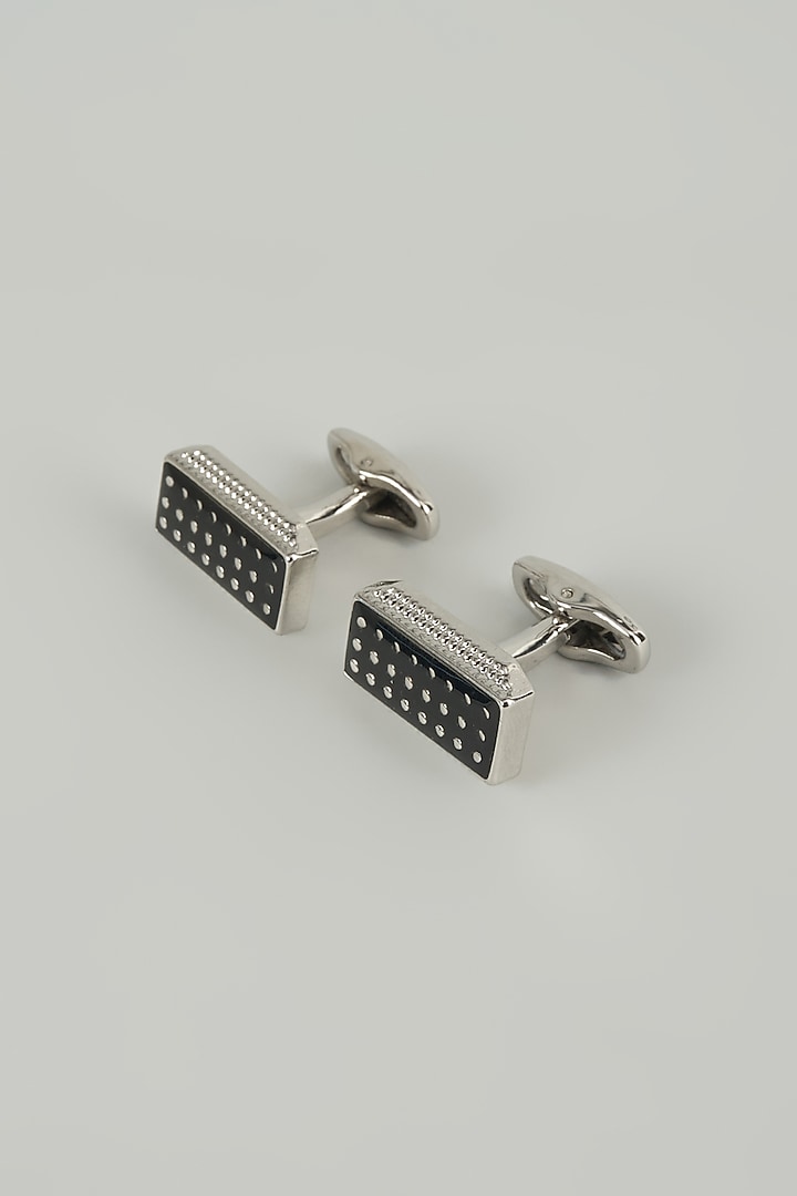 Silver Finish Metal Contessa Cufflinks (Set Of 2) by SALIL BHATIA at Pernia's Pop Up Shop