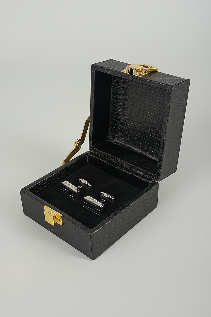 Silver Finish Metal Contessa Cufflinks (Set Of 2) by SALIL BHATIA at Pernia's Pop Up Shop