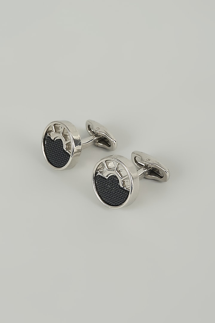 Silver Finish Roulette Cufflinks (Set Of 2) by SALIL BHATIA at Pernia's Pop Up Shop