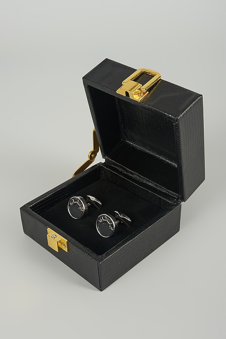 Silver Finish Roulette Cufflinks (Set Of 2) by SALIL BHATIA at Pernia's Pop Up Shop