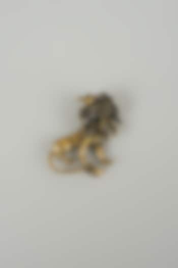 Gold Finish Lion Embellished Brooch by SALIL BHATIA at Pernia's Pop Up Shop