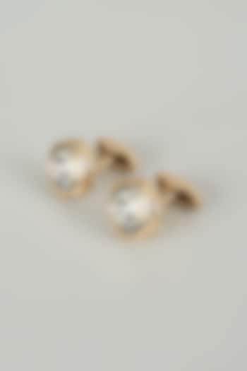 Gold Finish Crystal Cufflinks (Set Of 2) by SALIL BHATIA at Pernia's Pop Up Shop