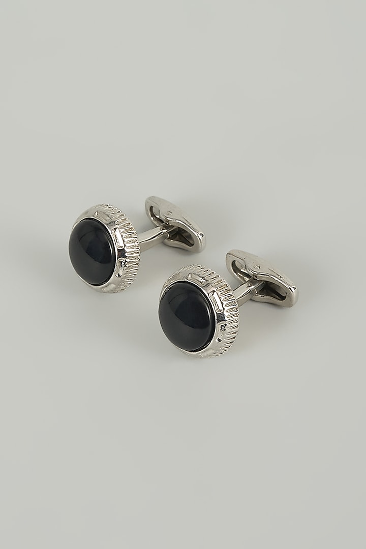 Silver Finish Metal Cufflinks (Set Of 2) by SALIL BHATIA at Pernia's Pop Up Shop