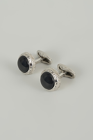 Silver Finish Metal Cufflinks (Set Of 2) by SALIL BHATIA
