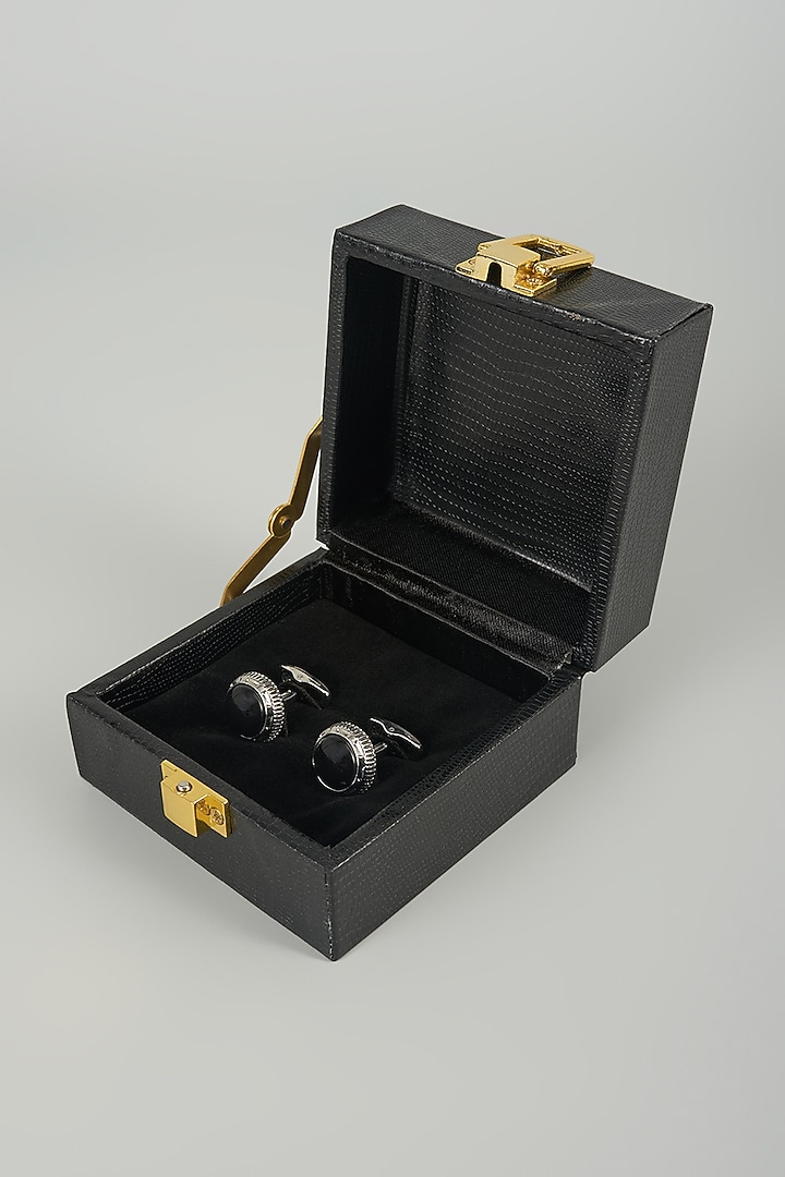 Silver Finish Metal Cufflinks (Set Of 2) by SALIL BHATIA at Pernia's Pop Up Shop
