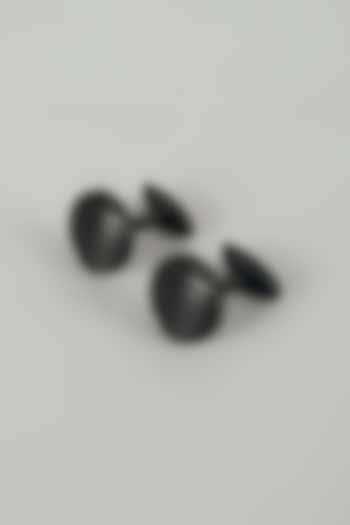 Black Finish Metal Horizon Cufflinks (Set Of 2) by SALIL BHATIA at Pernia's Pop Up Shop