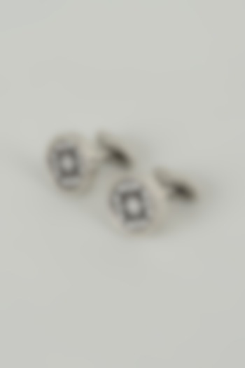 Silver Finish Metal Starburst Cufflinks (Set Of 2) by SALIL BHATIA at Pernia's Pop Up Shop