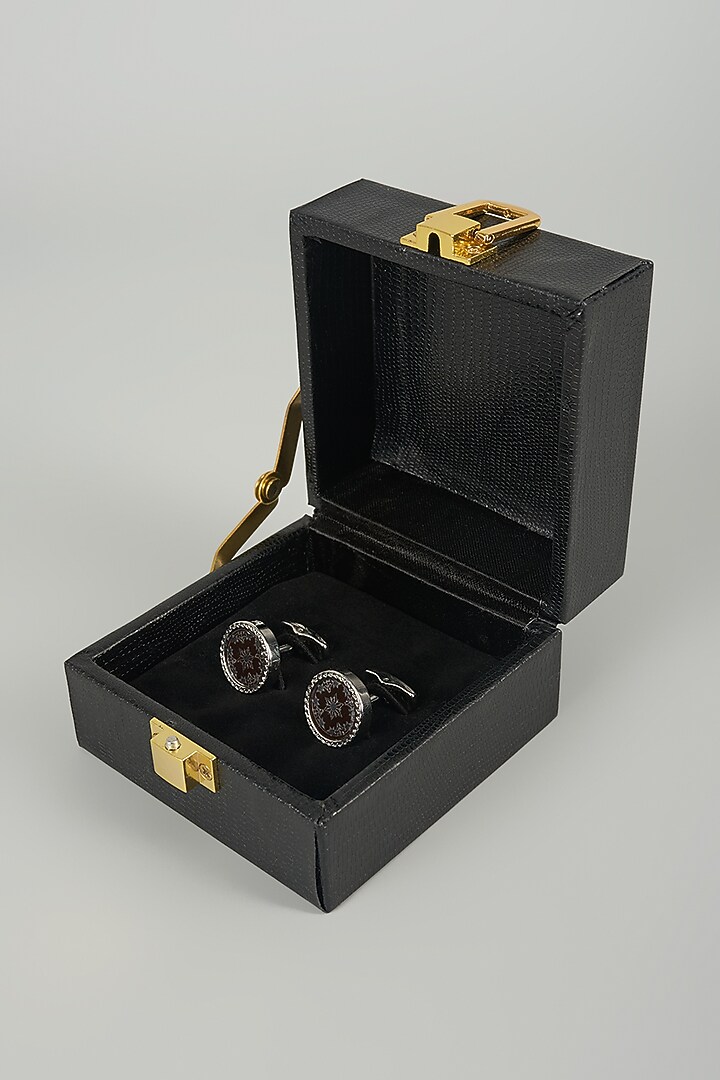 Silver Finish Metal Starburst Cufflinks (Set Of 2) by SALIL BHATIA at Pernia's Pop Up Shop