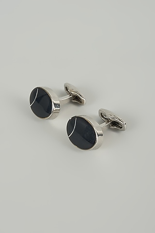 Silver Finish Metal Meteor Cufflinks (Set Of 2) by SALIL BHATIA