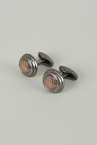 Gunmetal Finish Metal Ladybird Cufflinks (Set Of 2) by SALIL BHATIA