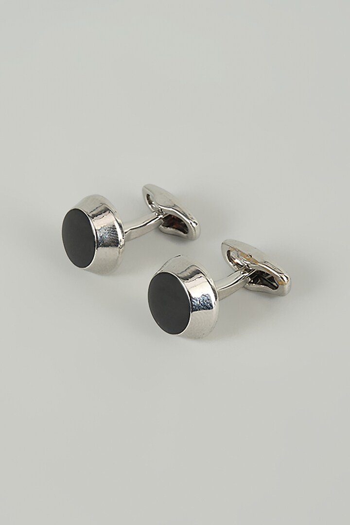 Silver Finish Metal Equinox Cufflinks (Set Of 2) by SALIL BHATIA at Pernia's Pop Up Shop