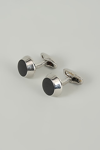 Silver Finish Metal Equinox Cufflinks (Set Of 2) by SALIL BHATIA