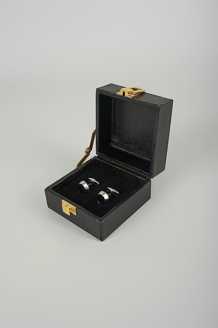 Silver Finish Metal Equinox Cufflinks (Set Of 2) by SALIL BHATIA at Pernia's Pop Up Shop