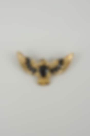 Gold Finish Eagle Embellished Brooch by SALIL BHATIA at Pernia's Pop Up Shop