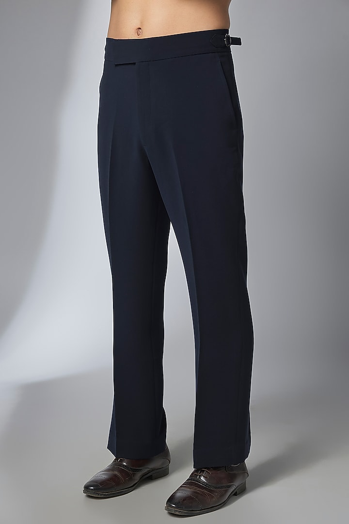 Navy Blue Japanese Fabric Hand Embroidered Tuxedo Set by SALIL BHATIA at Pernia's Pop Up Shop