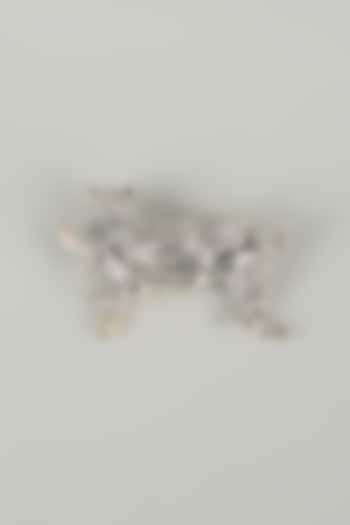 Silver Finish Embellished Tree Leopard Brooch by SALIL BHATIA at Pernia's Pop Up Shop
