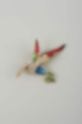 Gold Finish Embellished Hummingbird Brooch by SALIL BHATIA at Pernia's Pop Up Shop