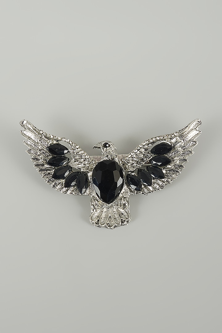 Silver Finish Embellished Eagle Brooch by SALIL BHATIA at Pernia's Pop Up Shop
