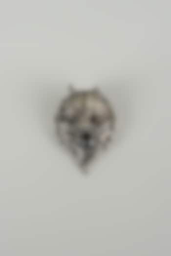 Silver Finish Embellished Wolf Crest Brooch by SALIL BHATIA at Pernia's Pop Up Shop