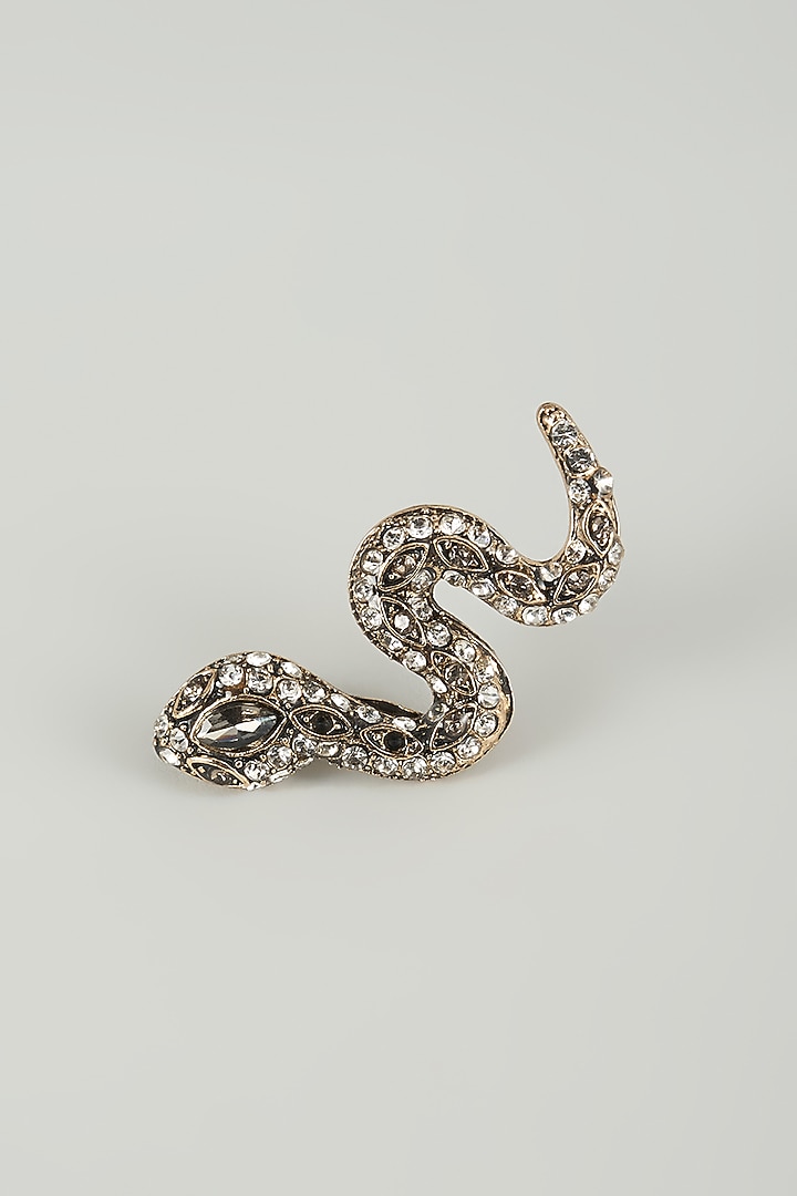 Silver Finish Embellished Serpent Brooch by SALIL BHATIA at Pernia's Pop Up Shop