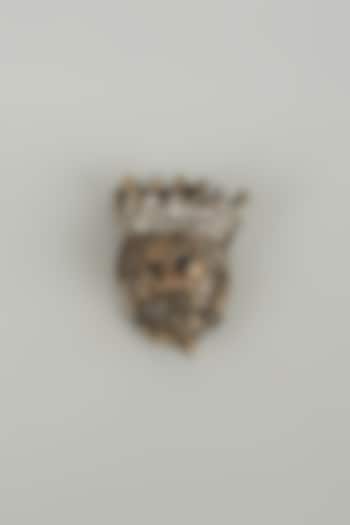 Antique Finish Embellished Lion Brooch by SALIL BHATIA at Pernia's Pop Up Shop