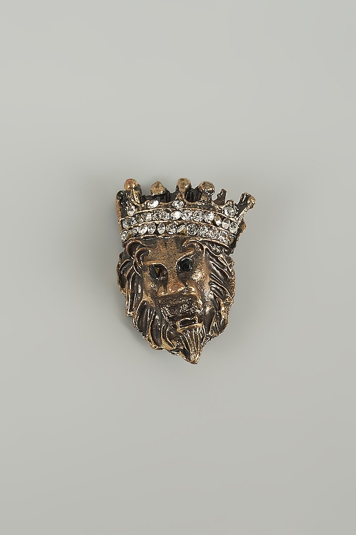 Antique Finish Embellished Lion Brooch by SALIL BHATIA at Pernia's Pop Up Shop