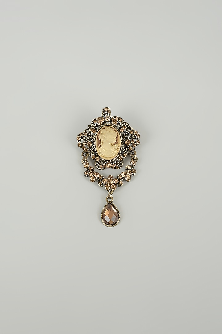 Antique Finish Embellished Queen Brooch by SALIL BHATIA at Pernia's Pop Up Shop