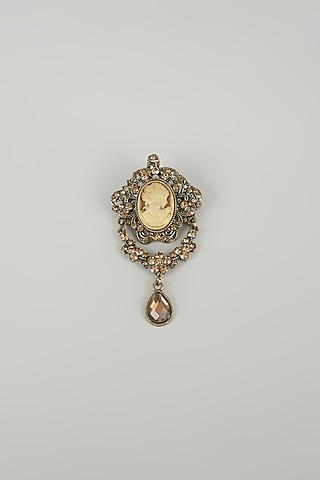 Antique Finish Embellished Queen Brooch by SALIL BHATIA