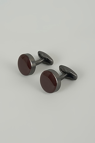 Black Finish Cufflinks (Set Of 2) by SALIL BHATIA