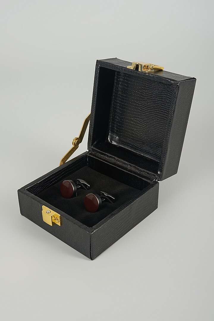 Black Finish Cufflinks (Set Of 2) by SALIL BHATIA at Pernia's Pop Up Shop
