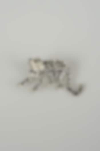 Silver Finish Embellished Snow Leopard Brooch by SALIL BHATIA at Pernia's Pop Up Shop