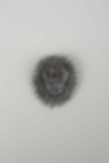 Black Finish Embellished Lion Brooch by SALIL BHATIA at Pernia's Pop Up Shop