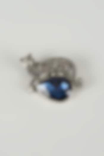 Gunmetal Finish Embellished Leopard Brooch by SALIL BHATIA at Pernia's Pop Up Shop