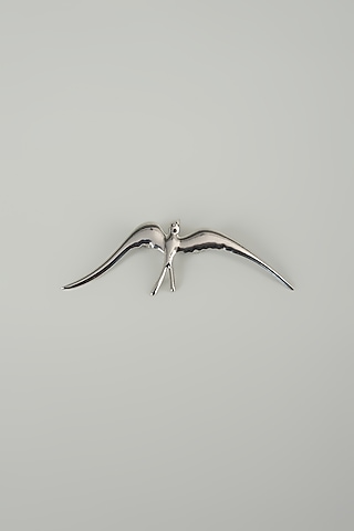 Silver Finish Embellished Sailing Albatross Brooch by SALIL BHATIA