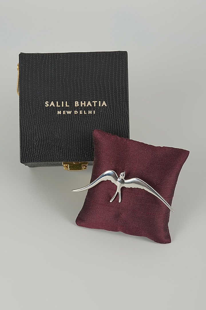 Silver Finish Embellished Sailing Albatross Brooch by SALIL BHATIA at Pernia's Pop Up Shop