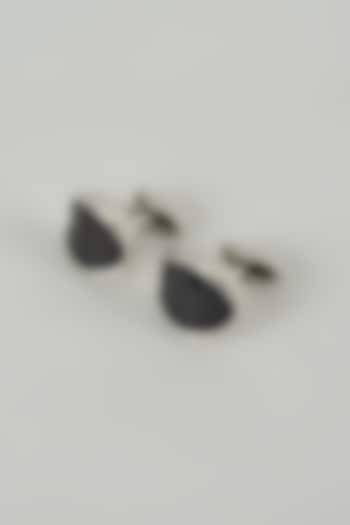 Silver Finish Shield Cufflinks (Set Of 2) by SALIL BHATIA at Pernia's Pop Up Shop
