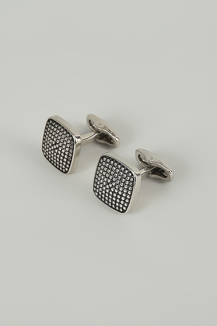 Silver Finish Mosaic Cufflinks (Set Of 2) by SALIL BHATIA at Pernia's Pop Up Shop
