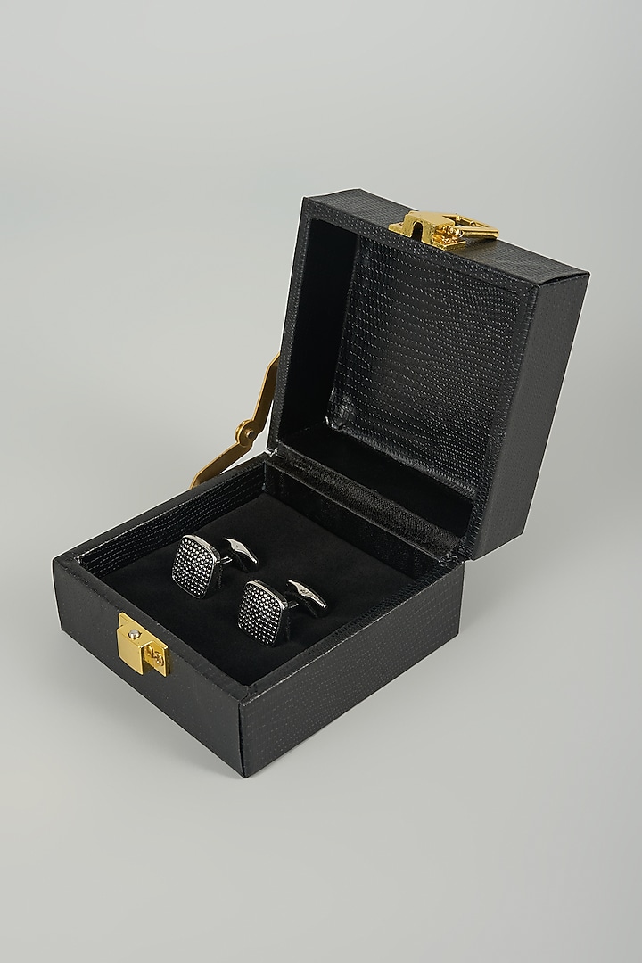 Silver Finish Mosaic Cufflinks (Set Of 2) by SALIL BHATIA at Pernia's Pop Up Shop