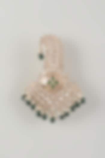 Gold Finish Kundan Polki & Green Pearl Feather Kalangi by SALIL BHATIA at Pernia's Pop Up Shop