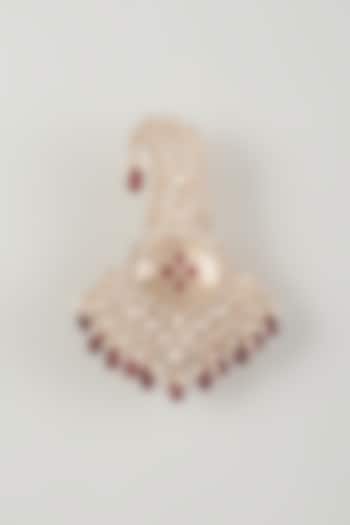 Gold Finish Kundan Polki & Wine Pearl Feather Kalangi by SALIL BHATIA at Pernia's Pop Up Shop