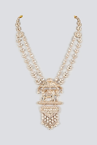 Gold Finish Pearl & Crystal Layered Mala by SALIL BHATIA